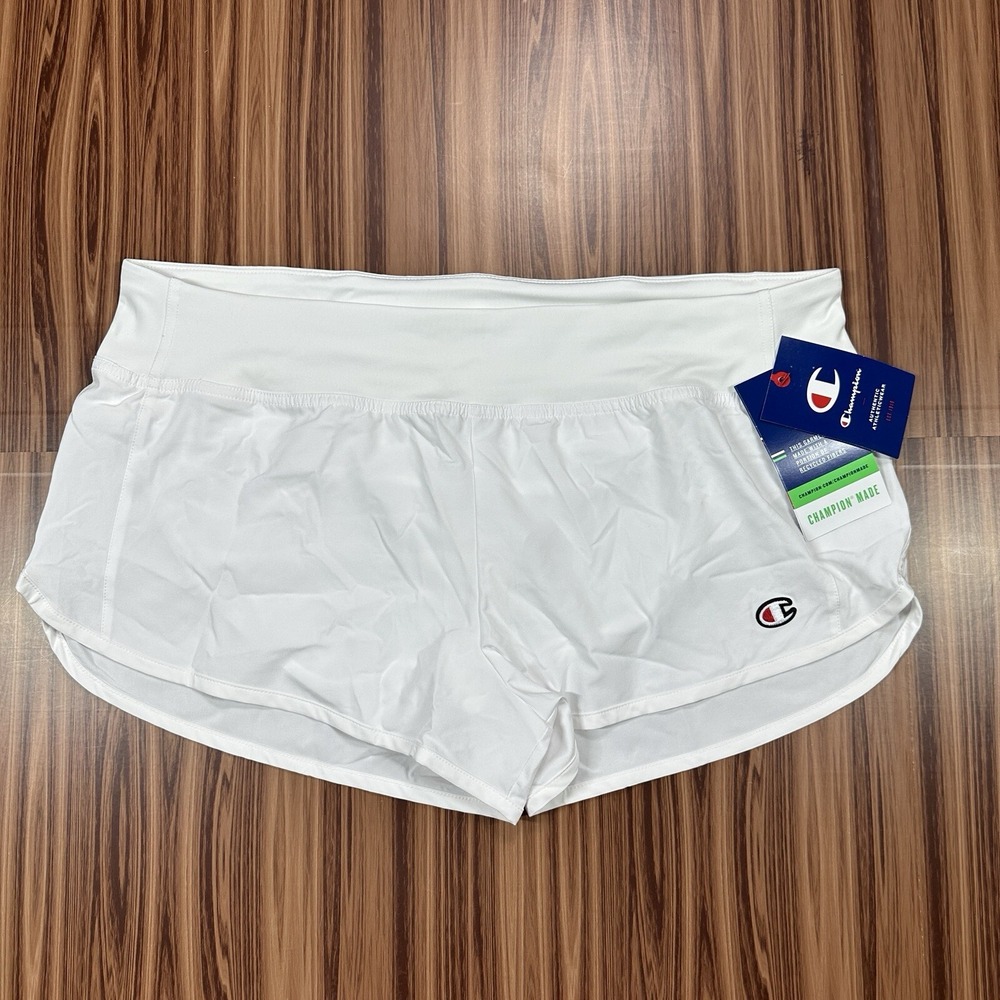 Champion Authentic Athleticwear Shorts‎ Womens Size L White Lined Back Zip NEW